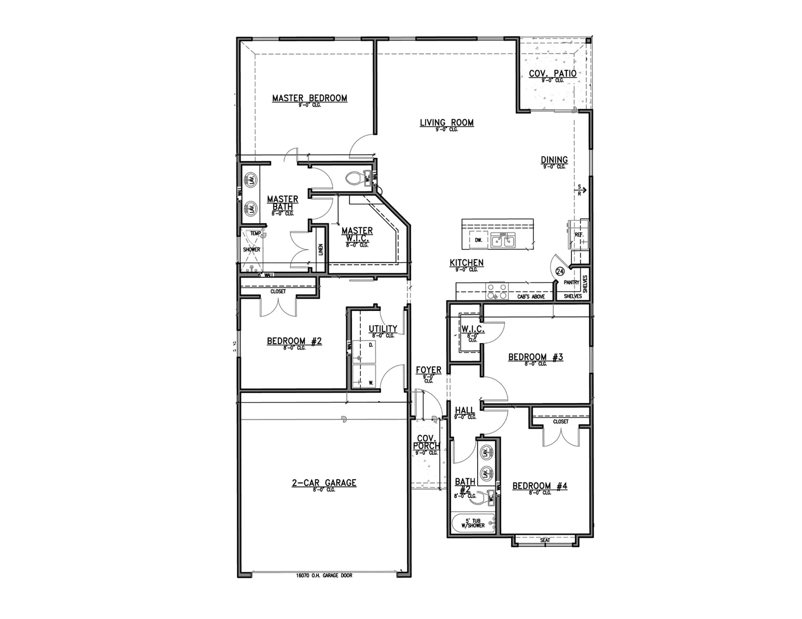 Floor plan drawing for the Encina by Alta Homes, 4 bed, 2 bath, ~1,726 sqft