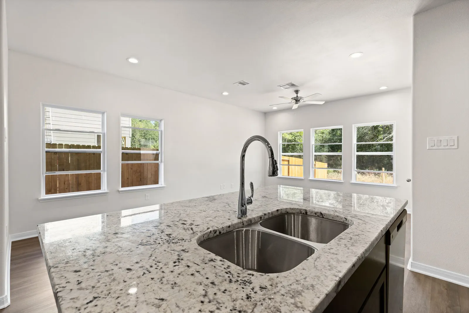 Kitchen sink with granite counters