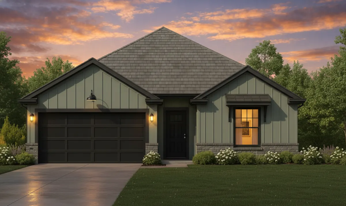 The Evergreen floor plan by Alta Homes, 3 bed, 2 bath, ~1,305 sqft